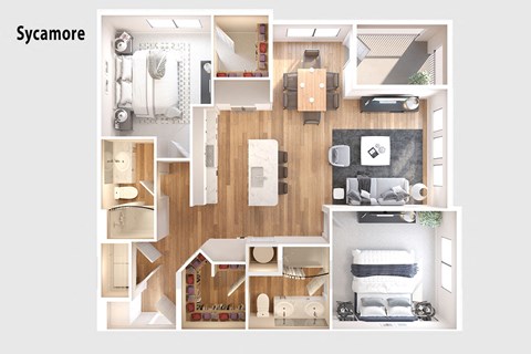 Floor plan for 2 beds, 2 baths, 1270 sqft